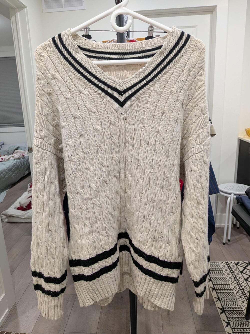 Maison Margiela Cable Knit Cricket Sweater V Neck Wool Blend Made in Italy Size